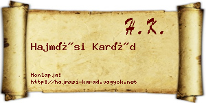 Hajmási Karád névjegykártya